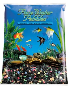 Pure Water Pebbles Premium Fresh Water Coated Aquarium Gravel Black Beauty - 5 lbs - 6 Count