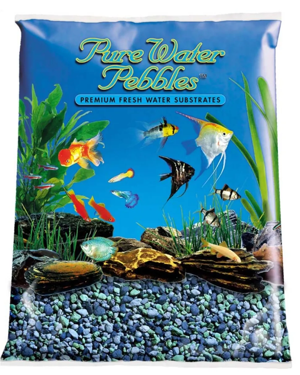 Pure Water Pebbles Premium Fresh Water Coated Aquarium Gravel Blue Lagoon - 5 lbs - 6 Count