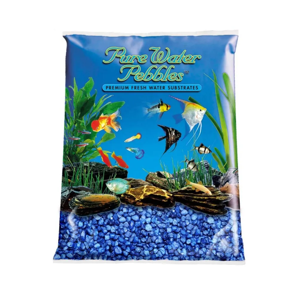 Pure Water Pebbles Premium Fresh Water Coated Aquarium Gravel Marine Blue - 2 lbs - 6 Count