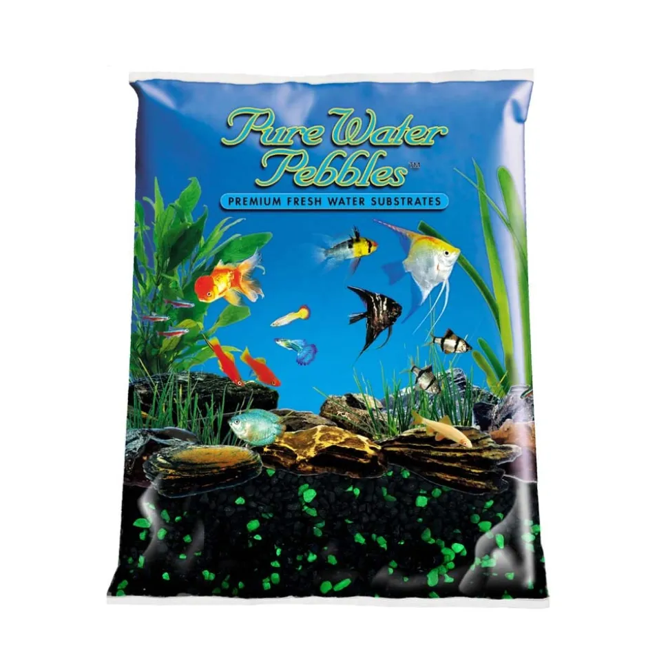 Pure Water Pebbles Premium Fresh Water Coated Aquarium Gravel Emerald Glo - 5 lbs - 6 Count