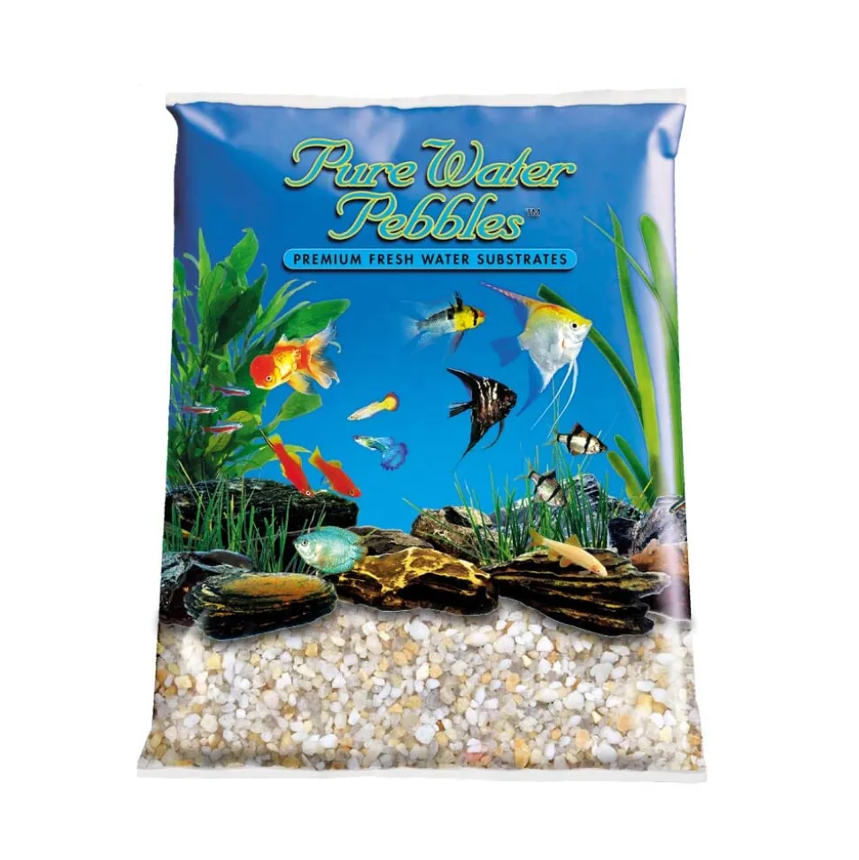 Pure Water Pebbles Premium Fresh Water Amber Lite Natural Aquarium Gravel - 5 lbs - 6 Count