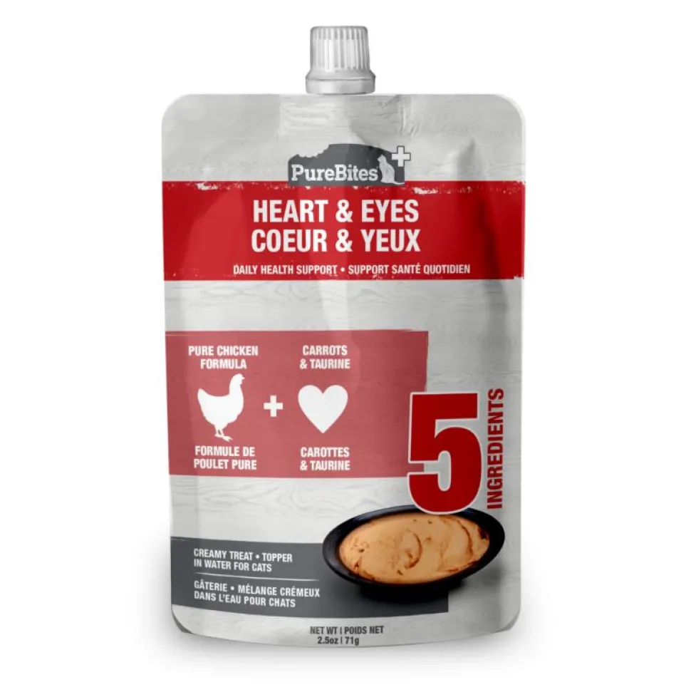 Purebites Heart & Eyes Squeezable Pouch Cat Food Toppings - 2.5 Oz Pouches - Case of 15