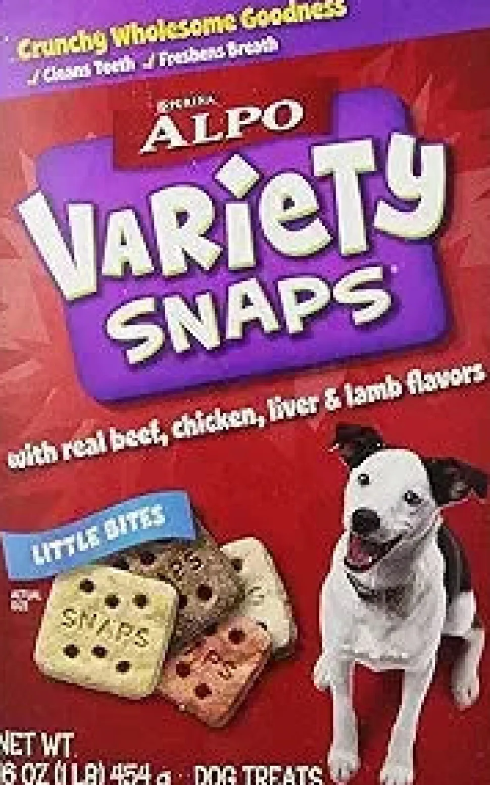 Purina Alpo Variety Snaps Little Bites Beef Chicken Liver and Lamb Crunchy Dog Treats - 16 Oz - 5 Pack