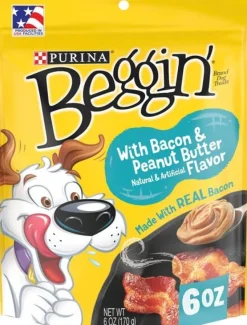 Purina Beggin' Strips Bacon and Peanut Butter Chewy Jerky Dog Treats - 6 Oz - 6 Pack