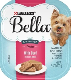 Purina Bella Grain-Free Beef In Savory Juices Small-Breed Wet Dog Food Trays - 3.5 Oz - Case of 12