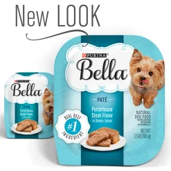 Purina Bella Porterhouse Steak Pate with Minerals Small-Breed Wet Dog Food Trays - 3.5 Oz - Case of 12