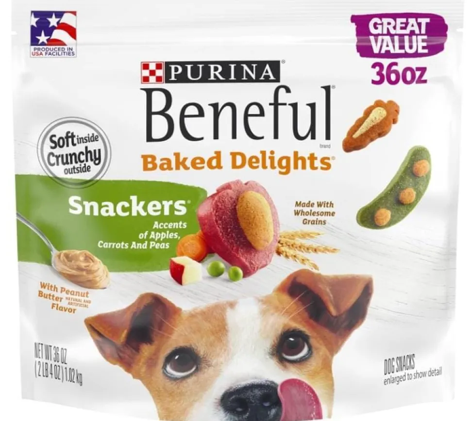 Purina Beneful Baked Delights Snackers Peanut Butter Fruits and Veggies Soft and Chewy Dog Treats - 36 Oz - Case of 4