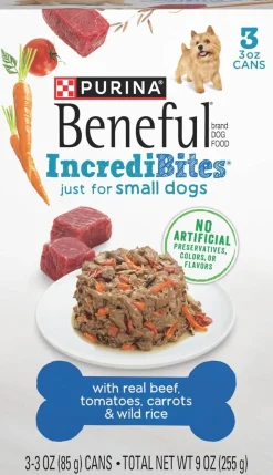 Purina Beneful IncrediBites Beef Tomatoes Carrots and Rice Small-Breed Canned Dog Food - 3 Oz - Case of 3 - 8 Pack