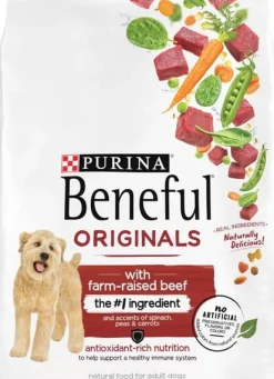 Purina Beneful Originals Farm-Raised Beef with Carrots Peas and Spinach Adult Dry Dog Food - 3.5 Lbs - Case of 4
