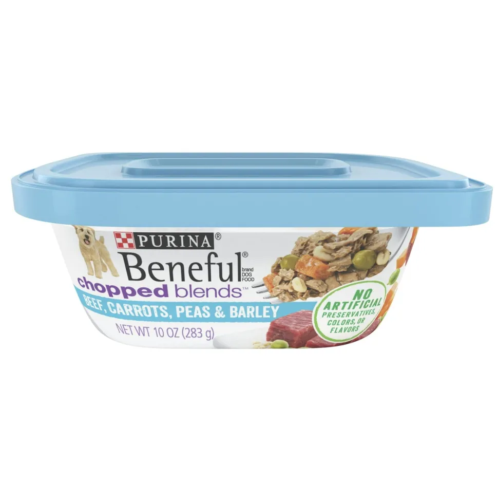 Purina Beneful Prepared Meals Chopped Blends Beef Carrots Peas and Barley Wet Dog Food Trays - 10 Oz - Case of 8
