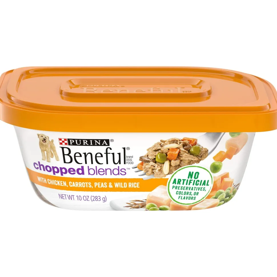 Purina Beneful Prepared Meals Chopped Blends Chicken Carrots and Peas Wet Dog Food Trays - 10 Oz - Case of 8