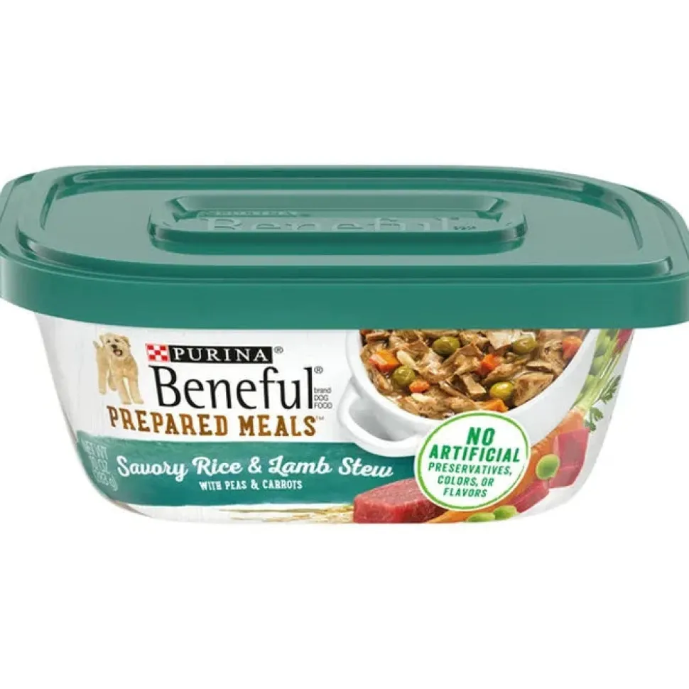 Purina Beneful Prepared Meals Rice and Lamb Stew with Peas and Carrots Wet Dog Food Trays - 10 Oz - Case of 8
