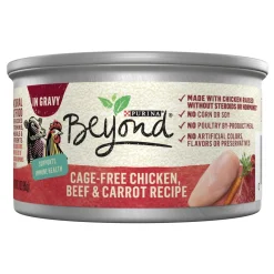 Purina Beyond Grain-Free and Cage-Free Chicken and Beef in Gravy with Carrots Canned Cat Food - 3 Oz - Case of 12