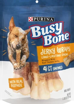 Purina Busy Bone Jerky Wraps Chicken and Beefhide Rawhide Dog Treats - 7.78 Oz - Case of 5