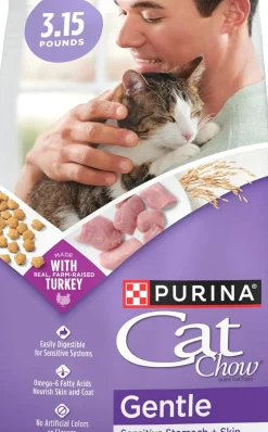 Purina Cat Chow Gentle Sensitive Skin and Stomach Farm-Raised Turkey Dry Cat Food - 3.15 Lbs - Case of 4