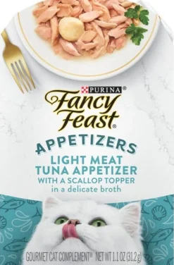 Purina Fancy Feast Appetizers Grain-Free Tuna and Scallop Wet Cat Food and Topper Pouch - 1.1 Oz - Case of 10
