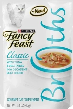 Purina Fancy Feast Broths Classic Tuna and Veggies Wet Cat Food or Topper Pouch - 1.4 Oz - Case of 16