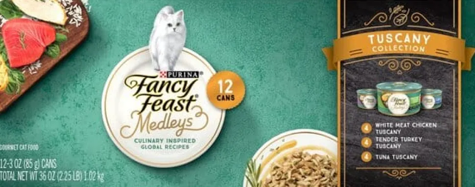 Purina Fancy Feast Elegant Medley's Tuscany Collection Chicken Turkey Tuna Canned Cat Food - Variety Pack - 3 Oz - Case of 12 - 2 Pack