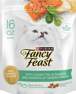 Purina Fancy Feast Gourmet Naturals Oceanfish and Salmon and Garden Greens Dry Cat Food - 16 Oz - Case of 4