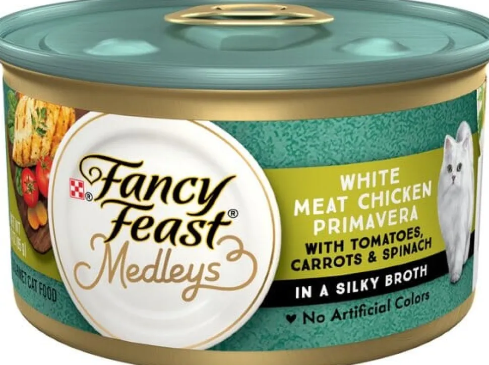 Purina Fancy Feast Medley's Chicken Primavera with Tomatoes Carrots and Spinach Pate Canned Cat Food - 3 Oz - Case of 24
