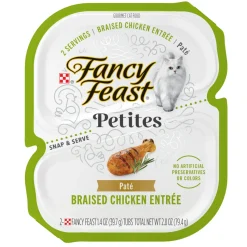 Purina Fancy Feast Petites Braised Chicken Entrée Pate Wet Cat Food Trays - 2.8 Oz - Case of 12