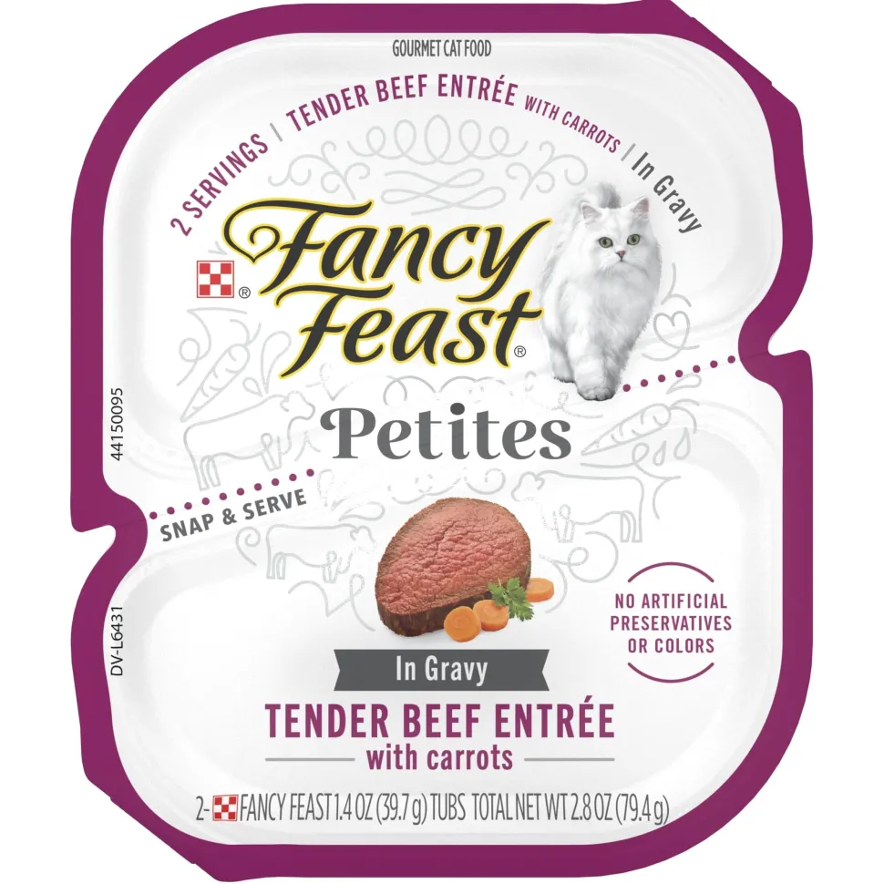 Purina Fancy Feast Petites Tender Beef in Gravy Entrée with Carrots Wet Cat Food Trays - 2.8 Oz - Case of 12