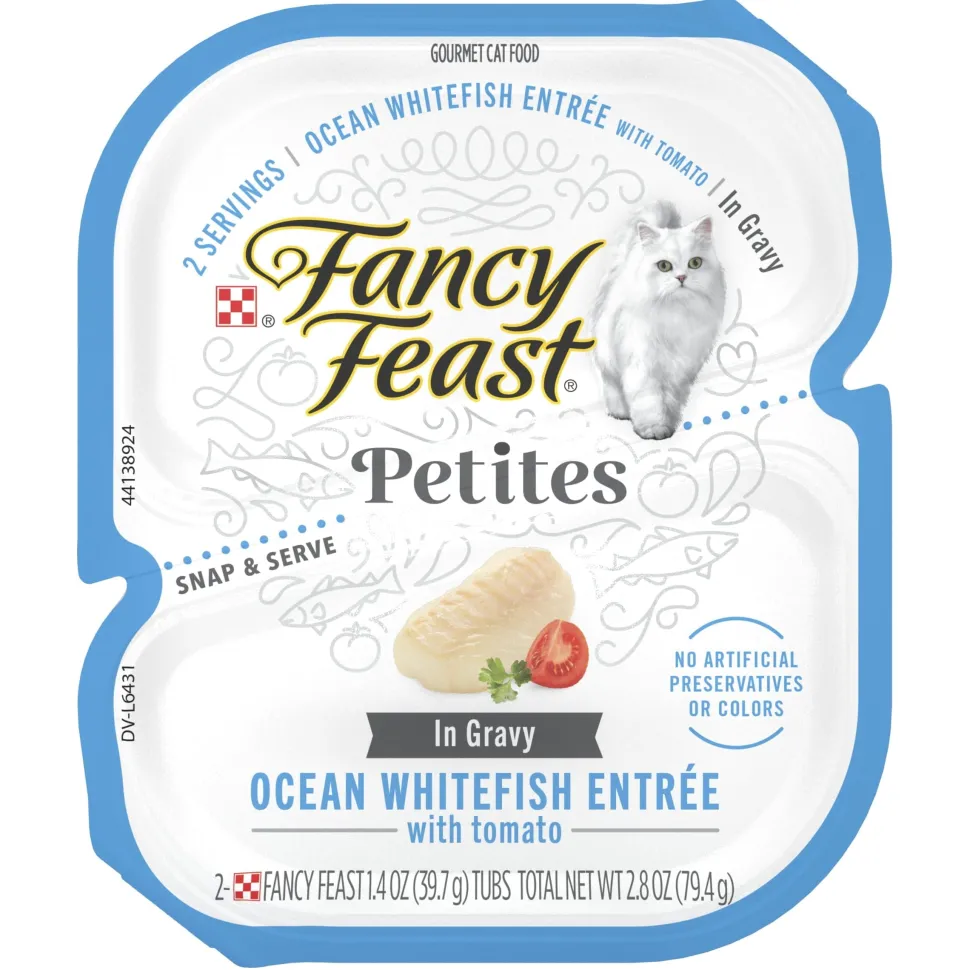 Purina Fancy Feast Petites Ocean Whitefish and Tomatoes in Gravy Wet Cat Food Trays - 2.8 Oz - Case of 12