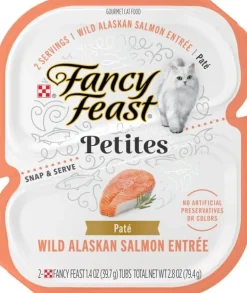 Purina Fancy Feast Petites Wild Alaskan Salmon Pate Entrée Wet Cat Food Trays - 2.8 Oz - Case of 12