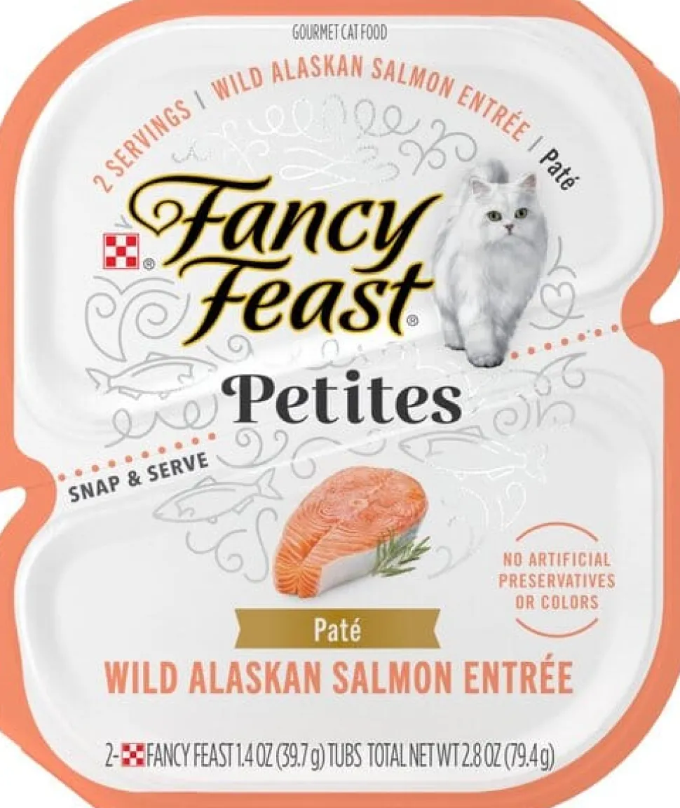 Purina Fancy Feast Petites Wild Alaskan Salmon Pate Entrée Wet Cat Food Trays - 2.8 Oz - Case of 12