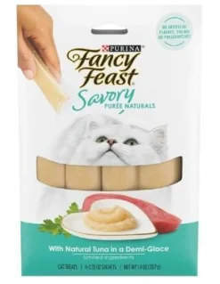 Purina Fancy Feast Savory Puree Naturals Tuna Squeezable Tubes Cat Treats - 1.4 Oz - Case of 30
