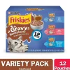 Purina Friskies Gravy Sensations Tuna Salmon and Whitefish Wet Cat Food Pouch - Variety Pack - 3 Oz - Case of 12 - 2 Pack