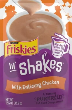 Purina Friskies Lil' Shakes Chicken Puree with Coconut Milk Wet Cat Food or Topper Pouch - 1.55 Oz - Case of 16