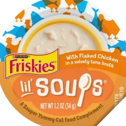 Purina Friskies Lil' Soups Compliments Flaked Chicken in Tuna Broth Puree Wet Cat Food Topper or Treat - 1.2 Oz - Case of 8