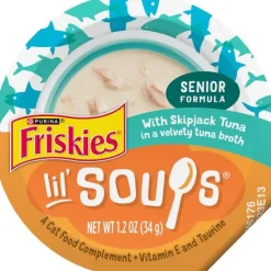 Purina Friskies Lil' Soups Compliments Grain-Free Skipjack Tuna in Broth Senior Wet Cat Food Topper or Treat - 1.2 Oz - Case of 8