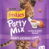 Purina Friskies Party Mix Gravy-licious Crunch Turkey and Gravy Crunchy Cat Treats - 2.1 Oz - Case of 10
