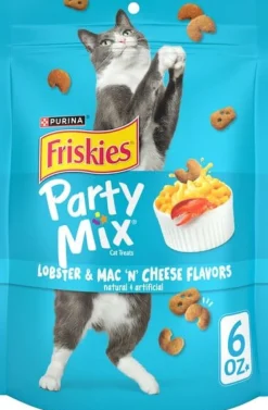 Purina Friskies Party Mix Lobster Mac and Cheese Crunchy Cat Treats - 6 Oz - Case of 6