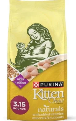 Purina Kitten Chow Naturals High-Protein Chicken with Vitamins and Minerals Dry Cat Food - 3.15 Lbs - Case of 4
