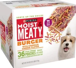 Purina Moist and Meaty Burger Beef and Chedder Cheese Flavor Dry Dog Food Pouches - 36 Pack - 216 Oz
