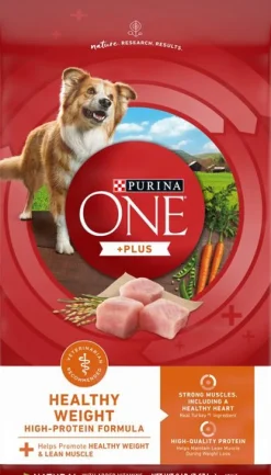 Purina One + Plus Healthy Weight Muscle and Heart Development Turkey Adult Dry Dog Food - 8 Lbs - Case of 4