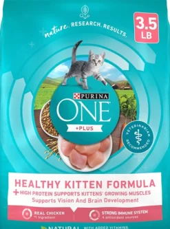 Purina One + Plus Healthy Kitten Formula High-Protein and Immune Support Chicken Dry Cat Food - 3.5 Lbs - Case of 4