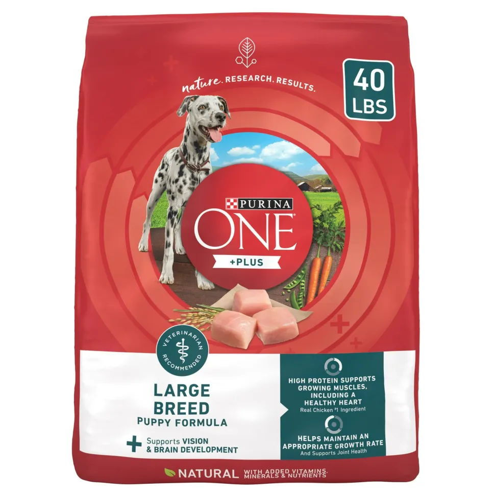 Purina One + Plus Large-Breed Puppy Formula High-Protein Muscle and Heart Chicken Dry Dog Food - 40 Lbs