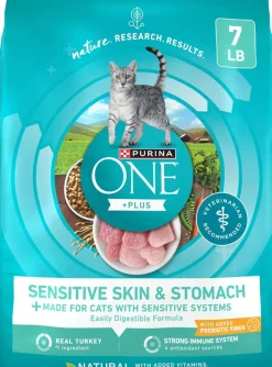 Purina One Sensitive Skin and Stomach Turkey Adult Dry Cat Food - 7 Lbs - Case of 4