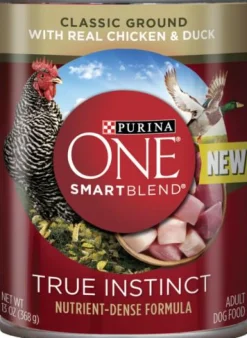 Purina One SmartBlend True Instinct Classic Ground Chicken and Duck Canned Dog Food - 13 Oz - Case of 12