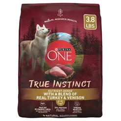 Purina One SmartBlend True Instinct Turkey and Venison Dry Dog Food - 3.8 Lbs - Case of 4