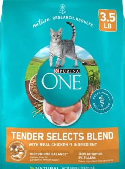 Purina One Tender Selects Blend Chicken Carrots Peas and Rice Dry Cat Food - 3.5 Lbs - Case of 4