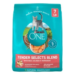 Purina One Tender Selects Blend Salmon and Fish Dry Cat Food - 7 Lbs - Case of 4