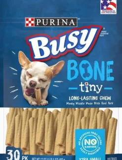 Purina Original Busy Bone with Real Meat Pork Hard Chews Dog Treats - Tiny - 17 Oz - Case of 4