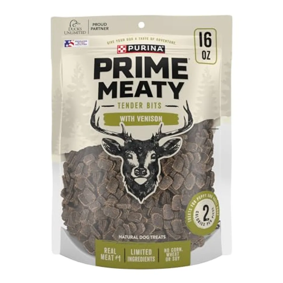 Purina Prime Bits Tender and Meaty Wild Venison Jerky Dog Treats - 16 Oz - Case of 5