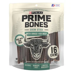 Purina Prime Bone Grass-Fed Beef Chew Sticks Hard Chews Jerky Dog Treats - 17.5 Oz - Case of 4