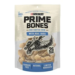 Purina Prime Bone Mini Knotted Duck Natural Hard Chews Dog Treats - 16.5 Oz - Case of 4
